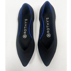 Rothy's The Point II Pointed Toe Flats Black Knit Fabric Washable Women's 5